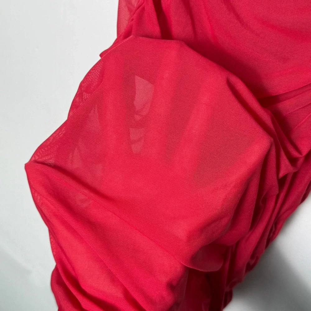 Victoria's Secret Red Mesh Ruched Babydoll‎ Lingerie Dress Size L